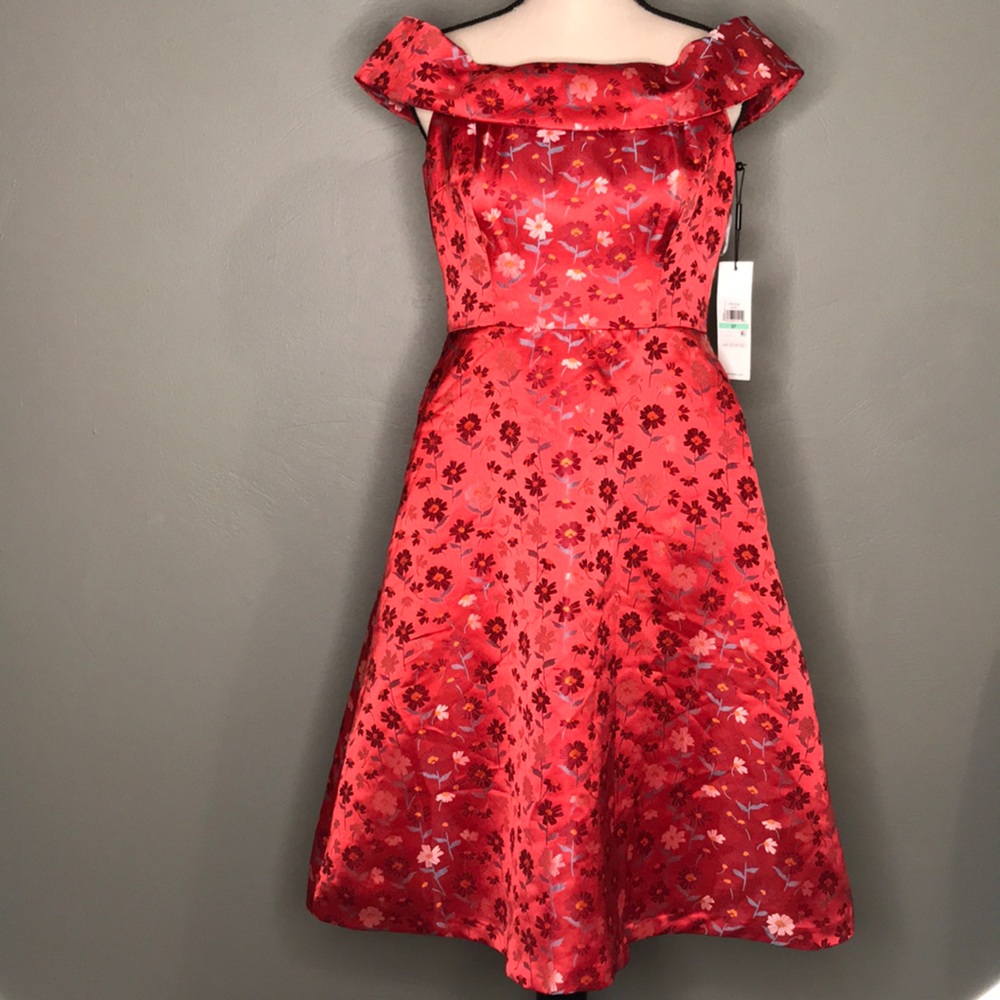 Calvin Klein silky just off the shoulder dress